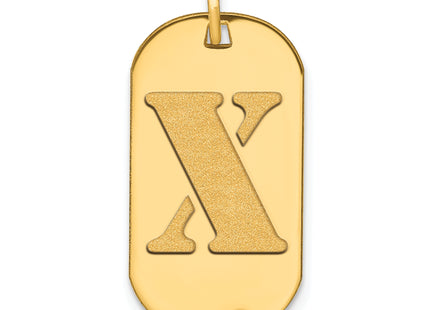 14k Polished Letter Initial Dog Tag Pendant