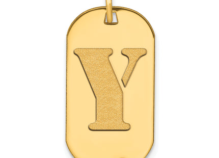 14k Polished Letter Initial Dog Tag Pendant