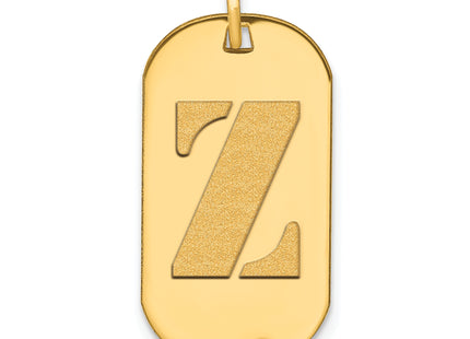 14k Polished Letter Initial Dog Tag Pendant