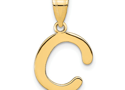 14k Polished Bubble Letter Initial Pendant