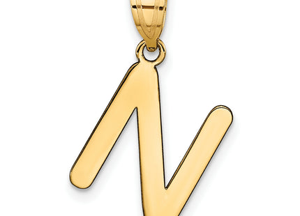 14k Polished Bubble Letter Initial Pendant