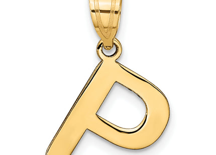 14k Polished Bubble Letter Initial Pendant