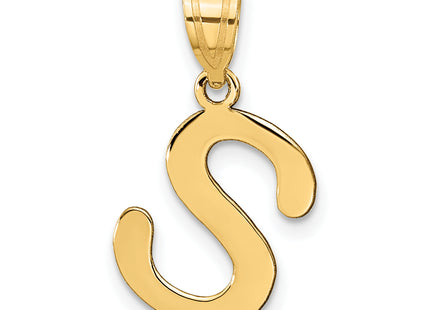 14k Polished Bubble Letter Initial Pendant