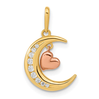 14K gold cubic zirconia heart pendant
