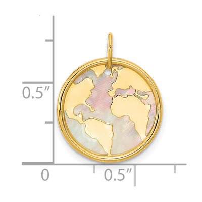 14K Polished Mother of Pearl Earth Pendant