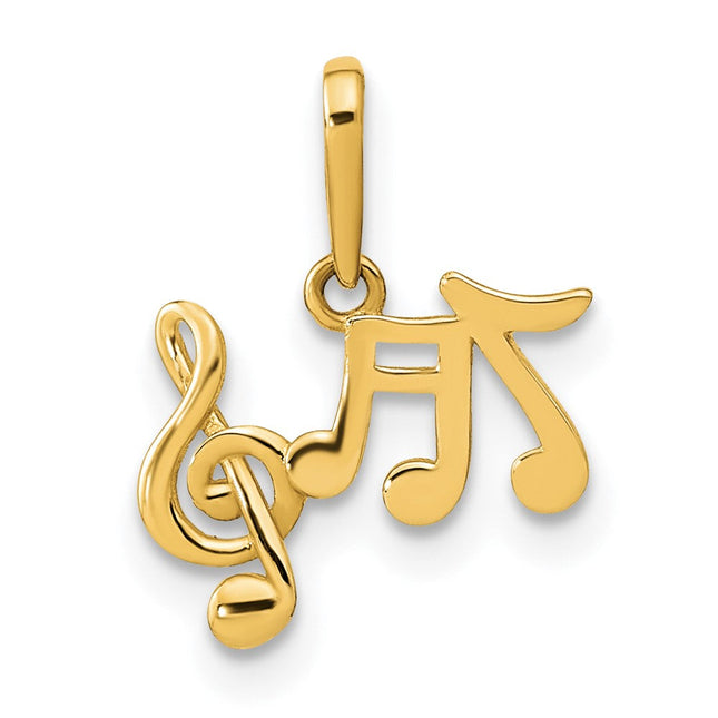 14K Polished Music Notes Pendant, 6 x 13.25mm
