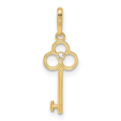 14K CZ Key Pendant