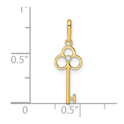 14K CZ Key Pendant