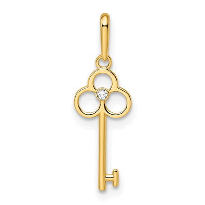 14K gold cubic zirconia key pendant