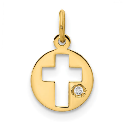14K gold cubic zirconia circle pendant