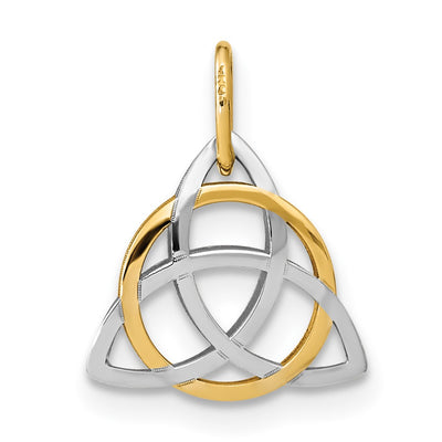 14K Gold with White Rhodium Polished Celtic Pendant