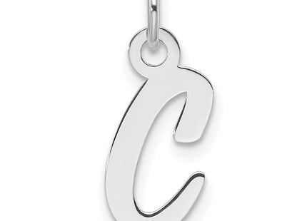 14k White Gold Slanted Block Letter Initial Charm
