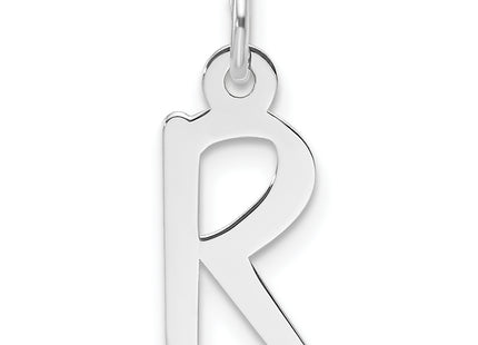 14k White Gold Slanted Block Letter Initial Charm