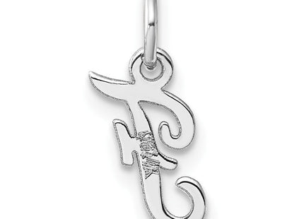 14k White Gold Small Script Letter F Initial Charm (Style YC1527F)