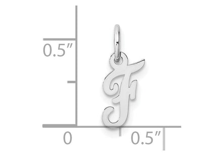 14k White Gold Small Script Letter F Initial Charm (Style YC1527F)