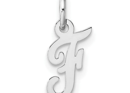 14k White Gold Small Script Letter F Initial Charm (Style YC1527F)