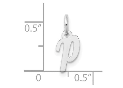 14k White Gold Small Script Letter P Initial Charm (Style YC1527P)