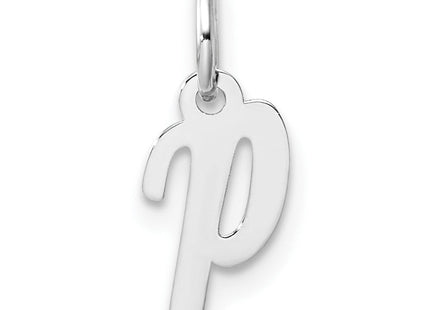 14k White Gold Small Script Letter P Initial Charm (Style YC1527P)