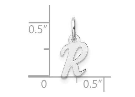 14k White Gold Small Script Letter R Initial Charm (Style YC1527R)