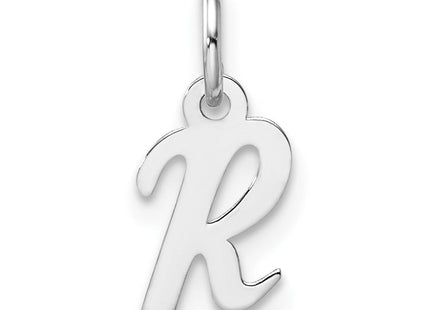 14k White Gold Small Script Letter R Initial Charm (Style YC1527R)