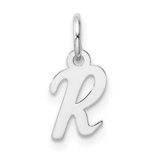 14k White Gold Small Script Letter R Initial Charm (Style YC1527R)