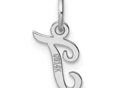 14k White Gold Small Script Letter T Initial Charm (Style YC1527T)