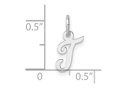 14k White Gold Small Script Letter T Initial Charm (Style YC1527T)
