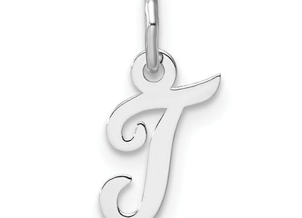 14k White Gold Small Script Letter T Initial Charm (Style YC1527T)