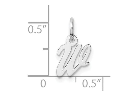 14k White Gold Small Script Letter W Initial Charm (Style YC1527W)