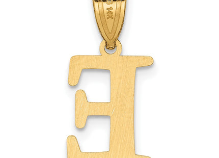 14k Polished Etched Letter E Initial Pendant (Style YC1539E)