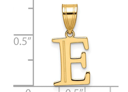 14k Polished Etched Letter E Initial Pendant (Style YC1539E)