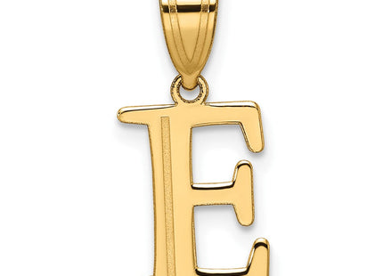 14k Polished Etched Letter E Initial Pendant (Style YC1539E)