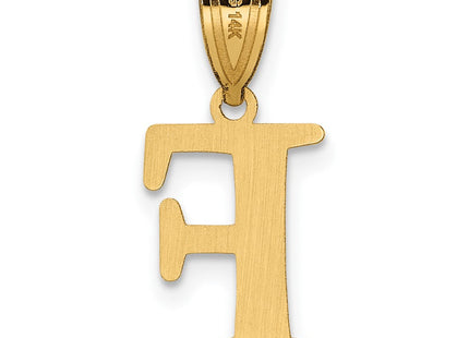 14k Polished Etched Letter F Initial Pendant (Style YC1539F)