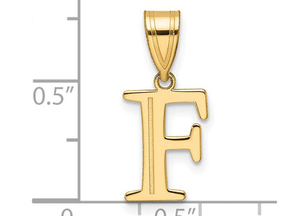 14k Polished Etched Letter F Initial Pendant (Style YC1539F)
