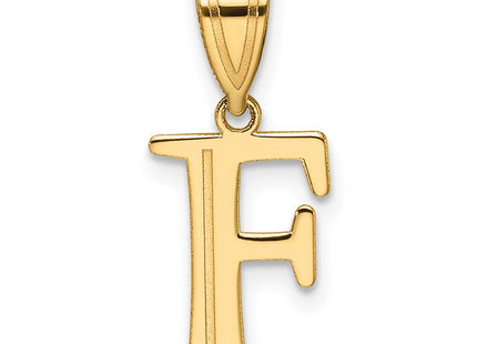 14k Polished Etched Letter F Initial Pendant (Style YC1539F)