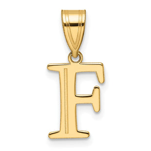 14k Polished Etched Letter F Initial Pendant (Style YC1539F)