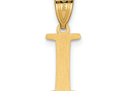 14k Polished Etched Letter I Initial Pendant (Style YC1539I)