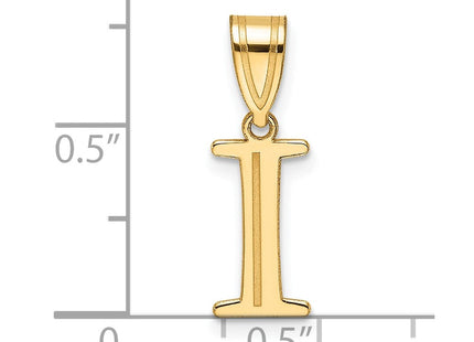 14k Polished Etched Letter I Initial Pendant (Style YC1539I)