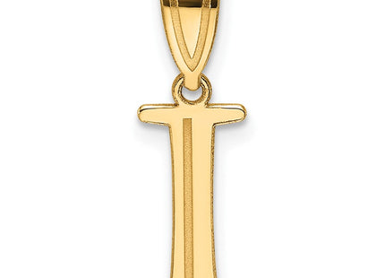 14k Polished Etched Letter I Initial Pendant (Style YC1539I)