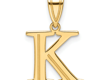 14k Polished Etched Letter Initial Pendant (Small)