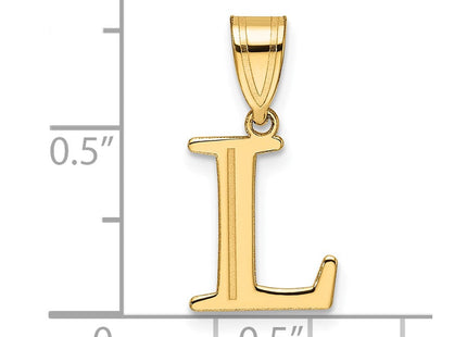 14k Polished Etched Letter L Initial Pendant (Style YC1539L)