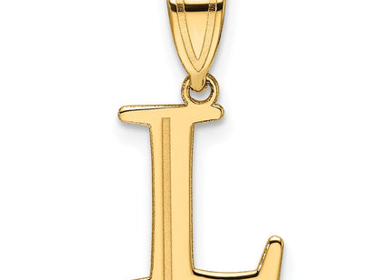 14k Polished Etched Letter L Initial Pendant (Style YC1539L)