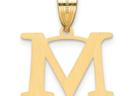 14k Polished Etched Letter M Initial Pendant (Style YC1539M)