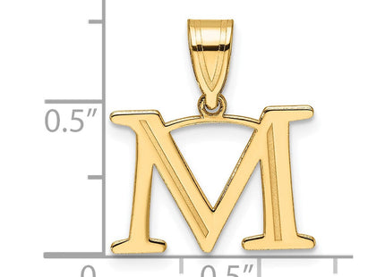 14k Polished Etched Letter M Initial Pendant (Style YC1539M)