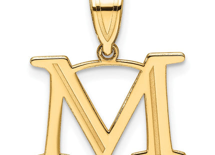 14k Polished Etched Letter M Initial Pendant (Style YC1539M)