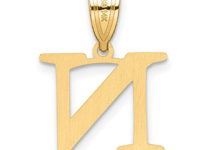 14k Polished Etched Letter N Initial Pendant (Style YC1539N)
