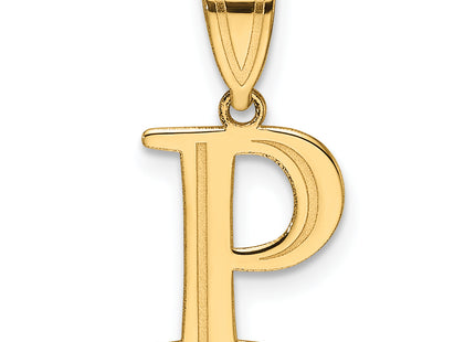 14k Polished Etched Letter Initial Pendant (Small)