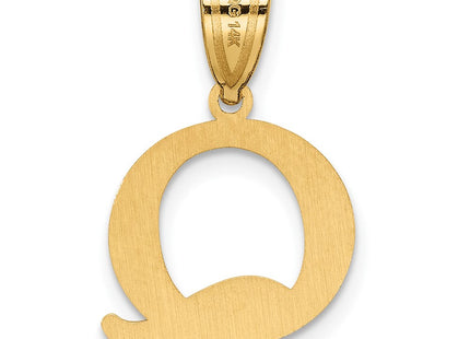 14k Polished Etched Letter Q Initial Pendant (Style YC1539Q)