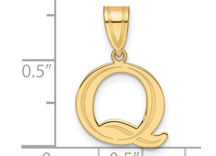 14k Polished Etched Letter Q Initial Pendant (Style YC1539Q)