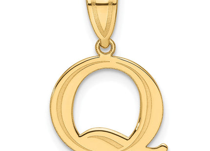 14k Polished Etched Letter Q Initial Pendant (Style YC1539Q)